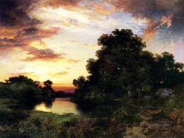 Sunset on Long Island2 Rocky Mountains School Thomas Moran Oil Paintings